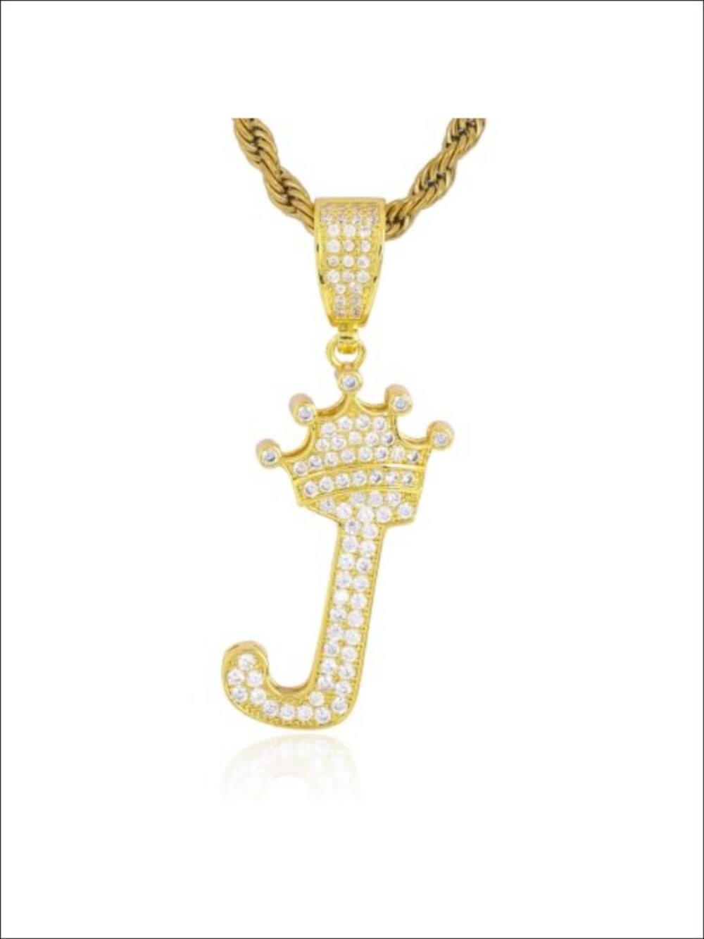 Crown Initial Letter Pendant Necklace Gold Plated Twisted Rope Chain